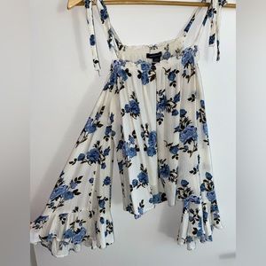 American Eagle White/Blue Floral Blouse